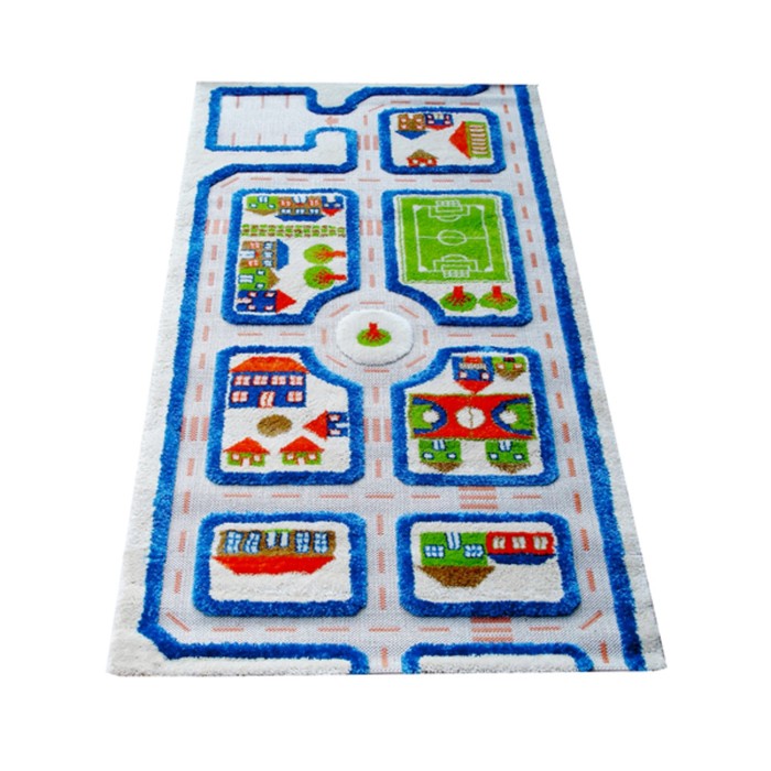 Ковёр игровой "Трафик", размер 80х150 см, цвет голубой