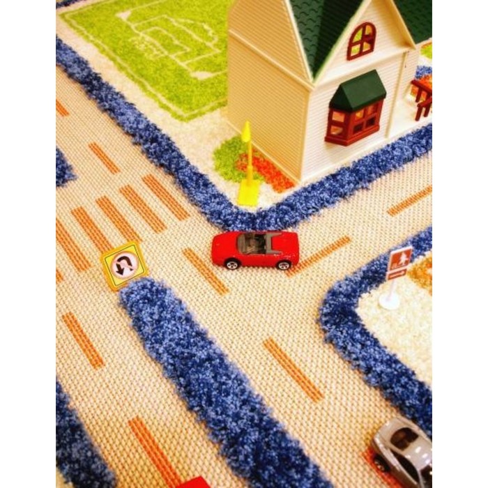 Ковёр игровой "Трафик", размер 80х150 см, цвет голубой