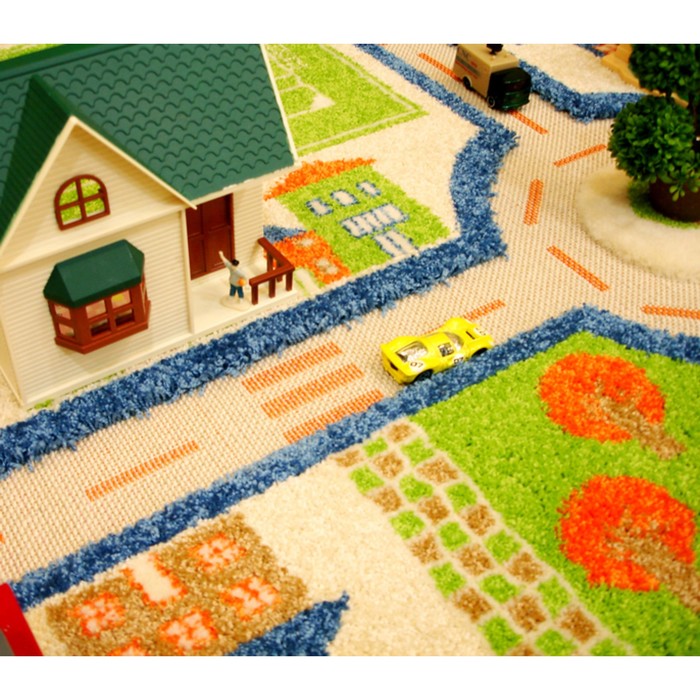 Ковёр игровой "Трафик", размер 100х150 см, цвет голубой