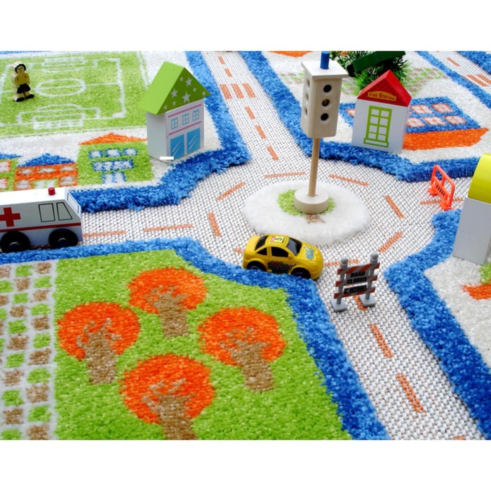 Ковёр игровой "Трафик", размер 100х150 см, цвет голубой