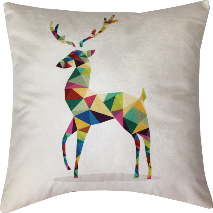 Подушка декоративная Олень геометрия сублимация 35х35 см  велюр, пэ 100%