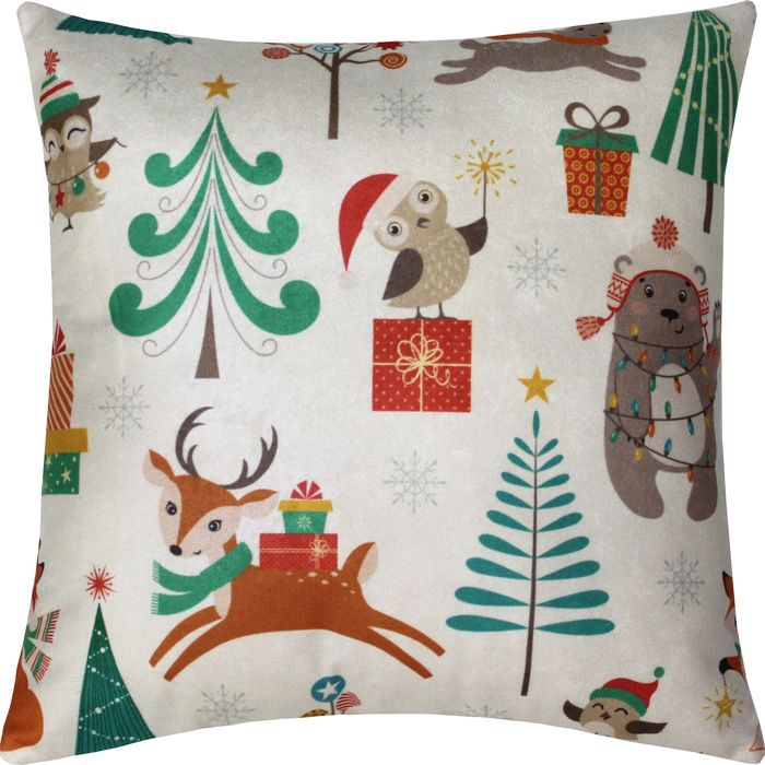 Подушка декоративная Лесные зверушки сублимация 35х35 см велюр, пэ 100%