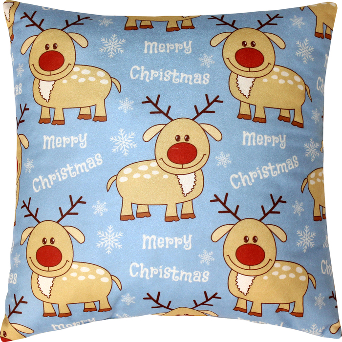 Подушка декоративная Рудольфы сублимация 35х35 см велюр, пэ 100%