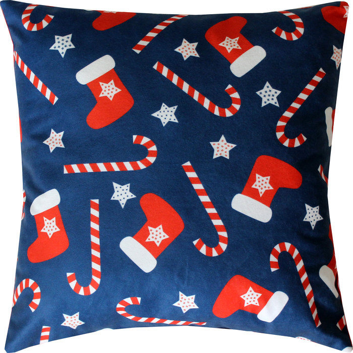 Подушка декоративная Конфеты и носки сублимация 35х35 см велюр, пэ 100%