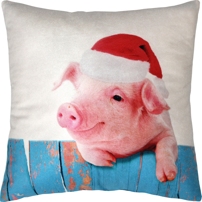 Подушка декоративная Свинья на заборе сублимация 35х35 см велюр, пэ 100%