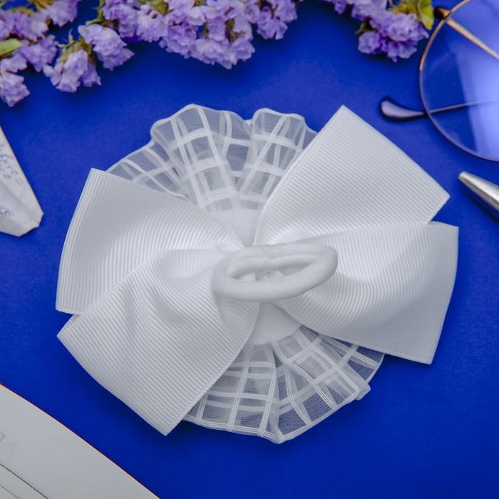 Резинка для волос бант "Школьница" 11,5 см, синяя роза