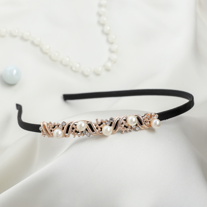 Ободок для волос " Гестия" 0,5 см волна,жемчуг белый