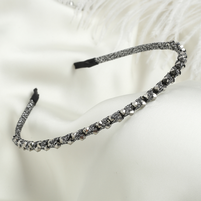 Ободок для волос "Ледяная сказка" 0,6 см, переплет серый