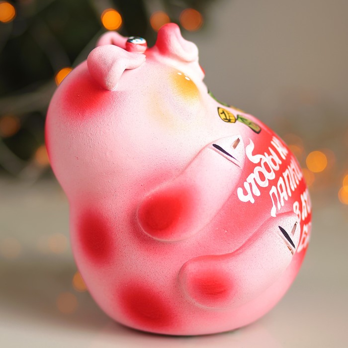 Копилка "Свинка: чтобы не откинуть лапки, положи в копилку бабки!" розовая