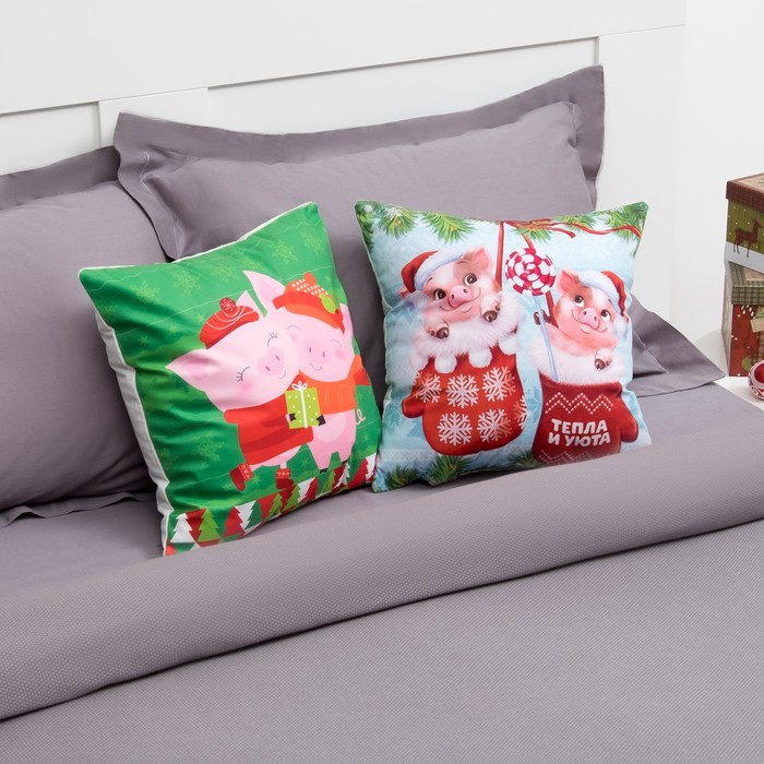 Наволочка декоративная Collorista "Тепла и уюта" 40х40 см, велюр, 100% п/э