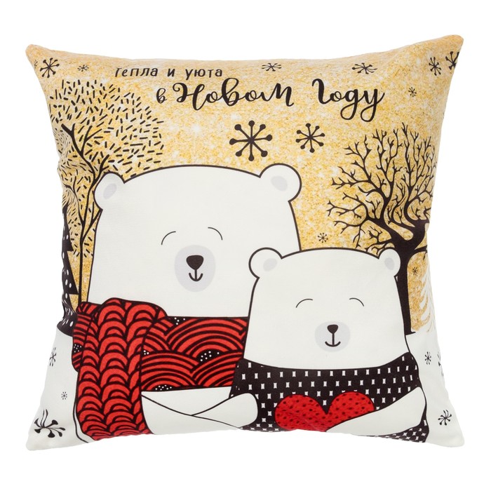 Наволочка декоративная Collorista "Тепло душевное" 40х40 см, велюр, 100% п/э