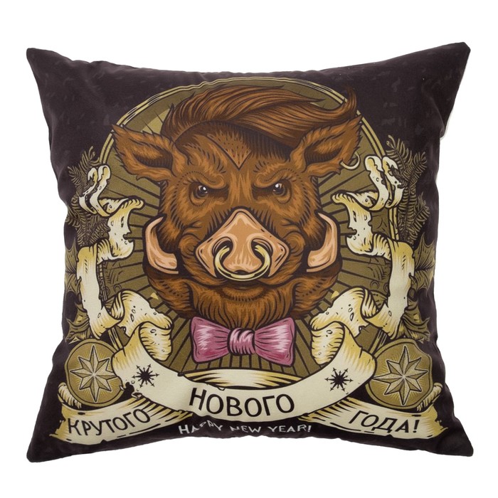 Наволочка декоративная Collorista "Крутого Нового года" 40х40 см, велюр, 100% п/э