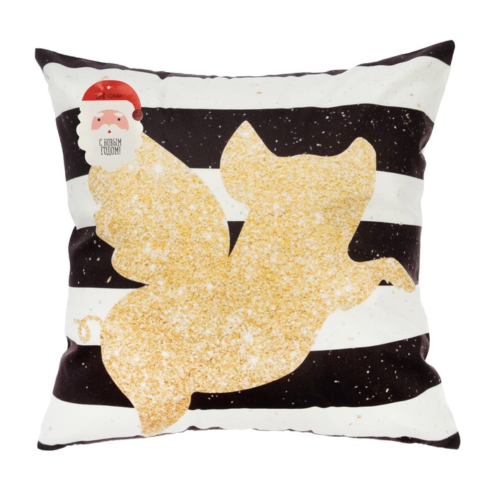 Наволочка декоративная Collorista "Новогодний Ангел" 40х40 см, велюр, 100% п/э
