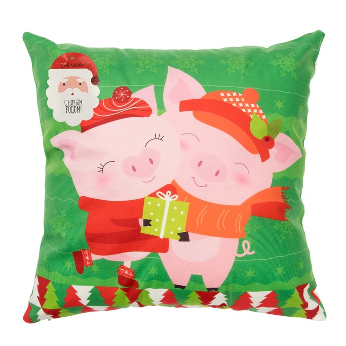 Наволочка декоративная Collorista "Новогодний подарок" 40х40 см, велюр, 100% п/э
