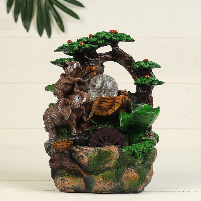 Фонтан "Два слоника" 13х17,5х26 см (с подсветкой)