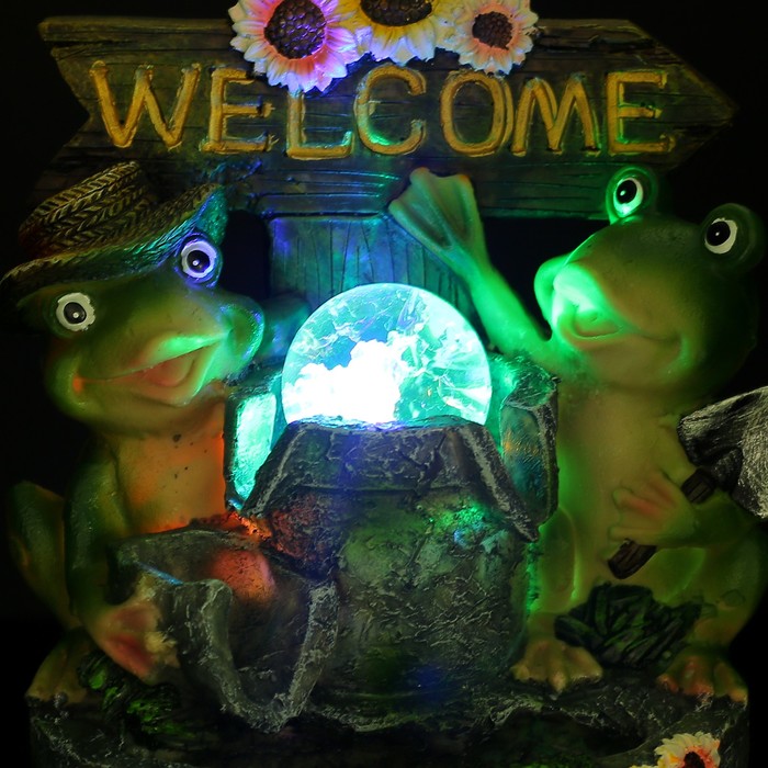 Фонтан "Добро пожаловать с лягушками" 14х18х25 см (с подсветкой)
