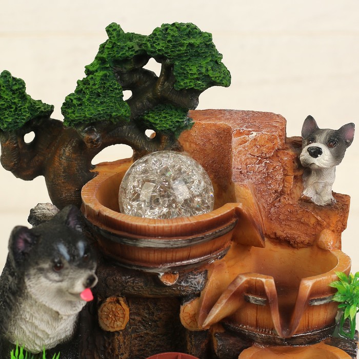 Фонтан "Собачки" 14х17,5х25 см (с подсветкой)