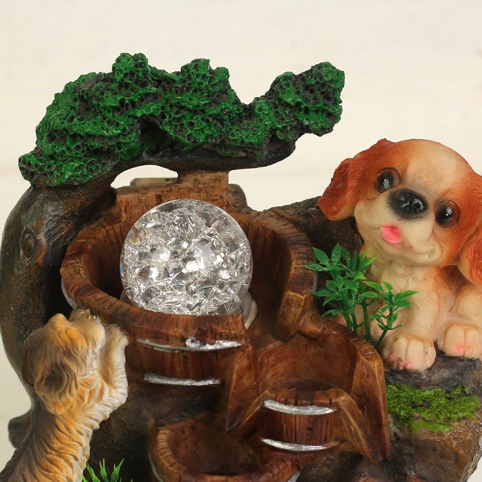 Фонтан "Собака и щенок" 14х17,5х25 см (с подсветкой)