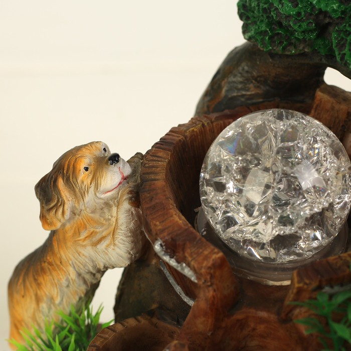 Фонтан "Собака и щенок" 14х17,5х25 см (с подсветкой)