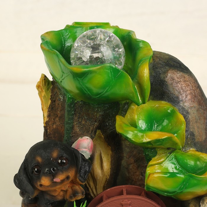 Фонтан "Собачки в кувшинках" 16х19х27 см (с подсветкой)