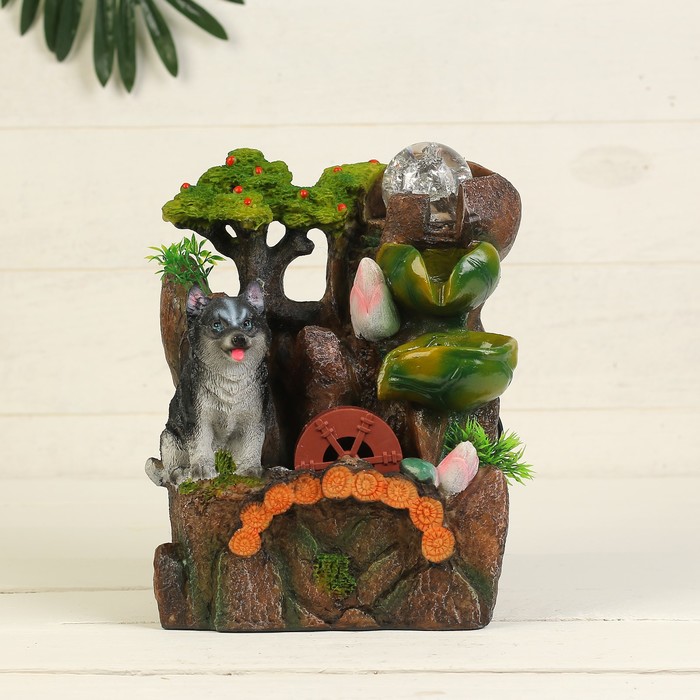Фонтан "Хаски" 16х19х27 см (с подсветкой)