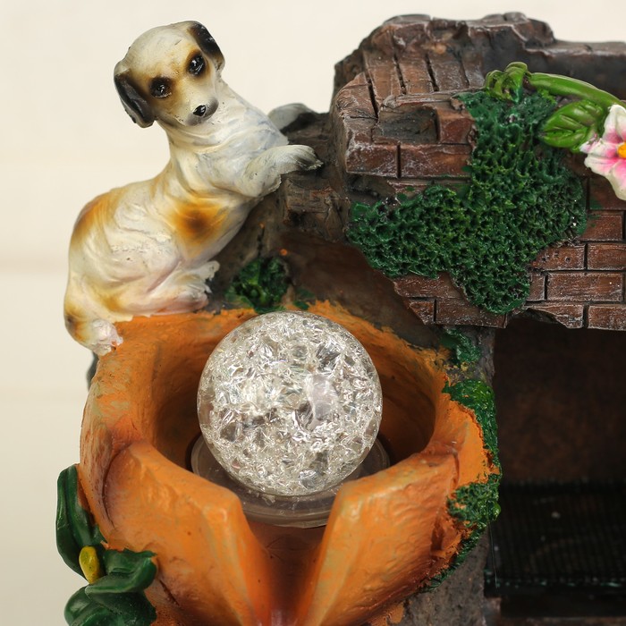 Фонтан "Собачки у водопада" 16х19х27 см (с подсветкой)