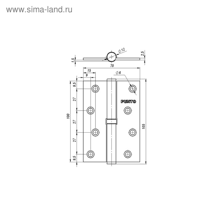 фото Петля съемная punto 113/hd-4 pn , левая, цвет матовый хром