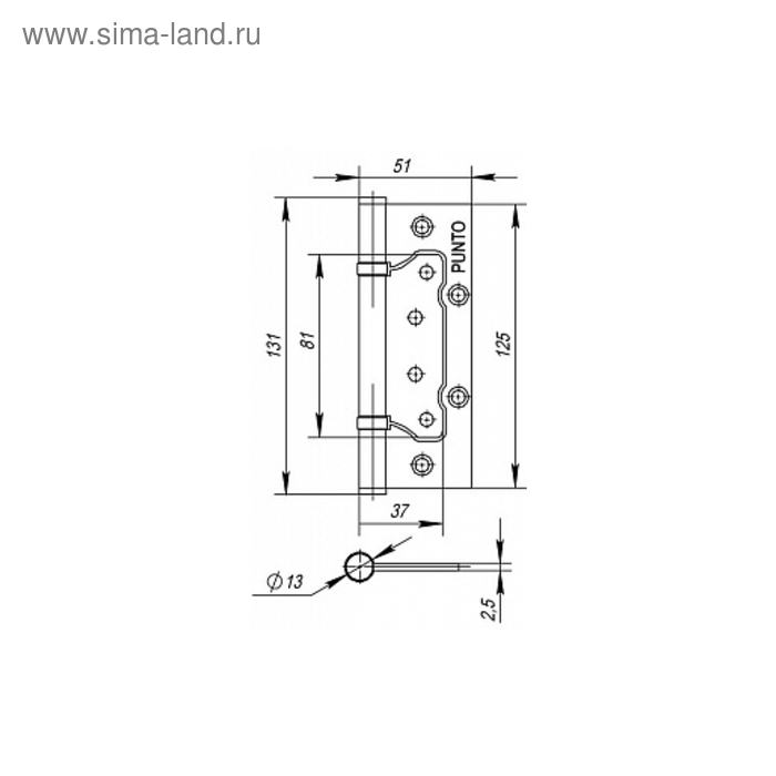 фото Петля универсальная punto 200-2b gr, 125x2.5 мм, без врезки, цвет графит, 1 шт.