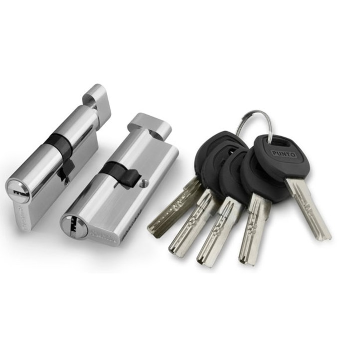 Цилиндровый механизм Punto A202/100 SN, с верт., 45х10х45 мм, 5 ключей, цвет матовый хром