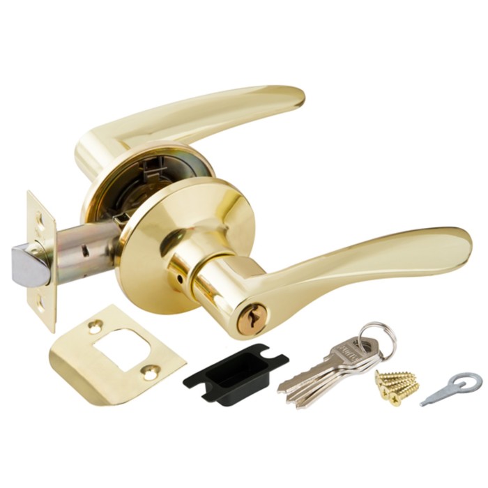 Ручка защелка Punto 6020 PB-E, ключ/фиксатор, цвет золото