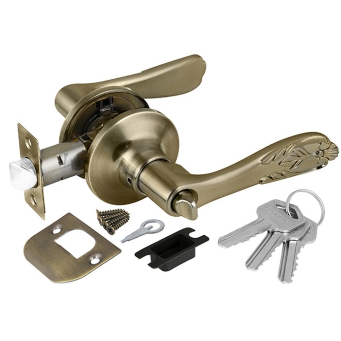 Ручка защелка Punto 6033 AB-E, ключ/фиксатор, цвет бронза