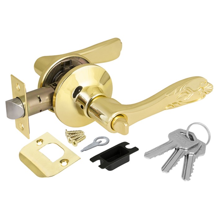 Ручка защелка Punto 6033 PB-E, ключ/фиксатор, цвет золото