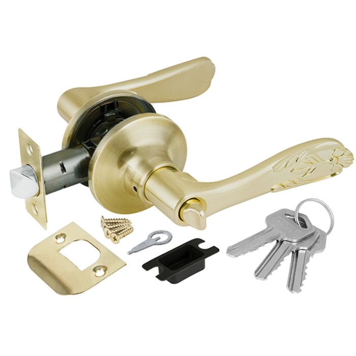 Ручка защелка Punto 6033 SB-E, ключ/фиксатор, цвет матовое золото