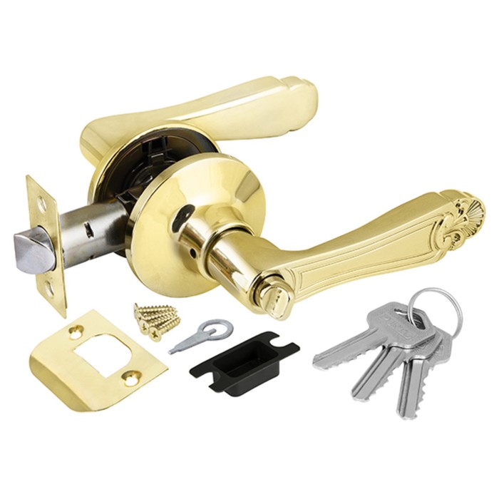 Ручка защелка Punto 6037 PB-E, ключ/фиксатор, цвет золото