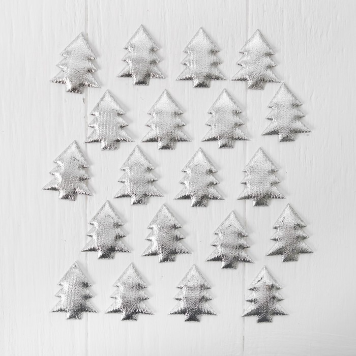 Декор для творчества "Елочка" размер 1 шт 4*3 см, набор 20 шт, цвет серебрянный