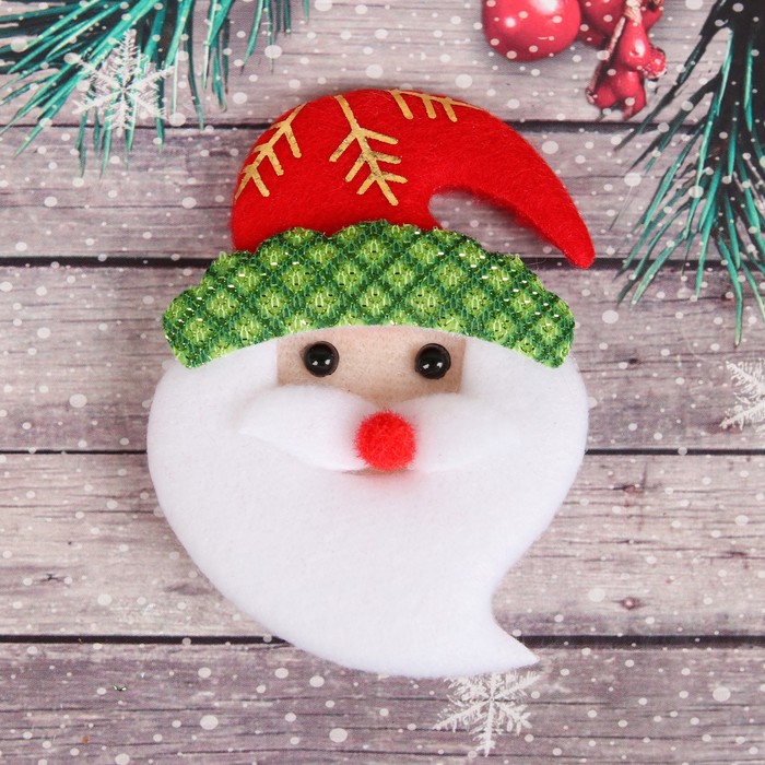 Декор для творчества "Дед мороз в шапочке" размер 1 шт 8*6,5 см