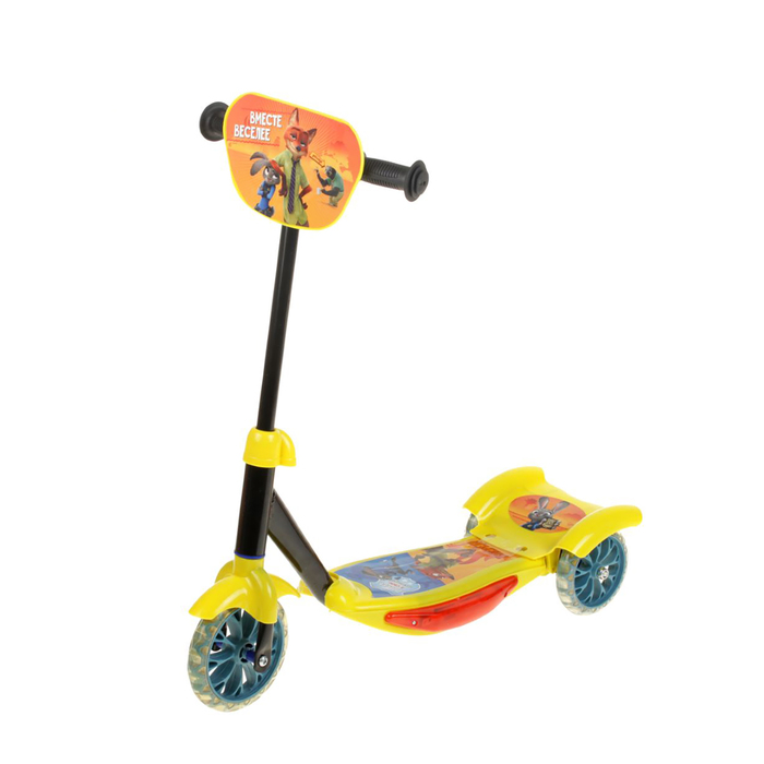 Самокат "Зверополис" 2017 музыка, свет, три колеса PVC d=130/110 мм в пакете