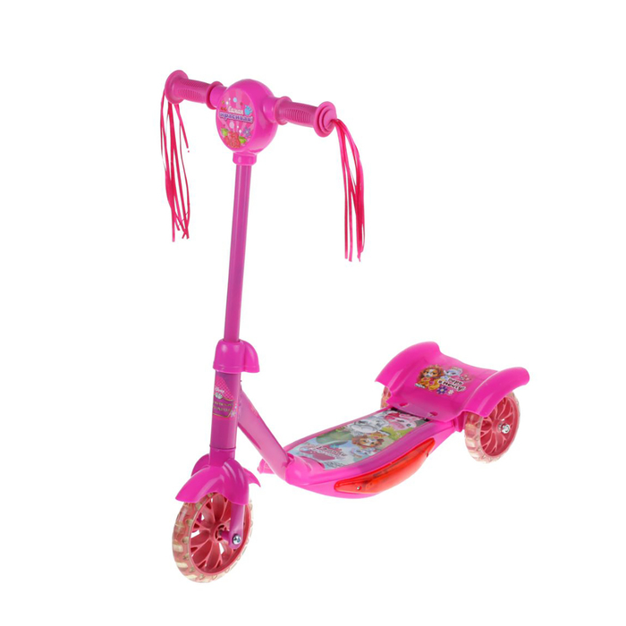 Самокат "Принцессы" 2017 музыка, свет, три колеса PVC d=130/110 мм в пакете