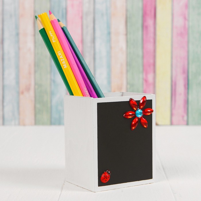 Карандашница "Божья коровка", с поверхностью под запись, МИКС