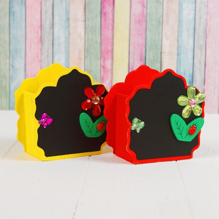 Карандашница "Цветочек", с поверхностью под запись, МИКС