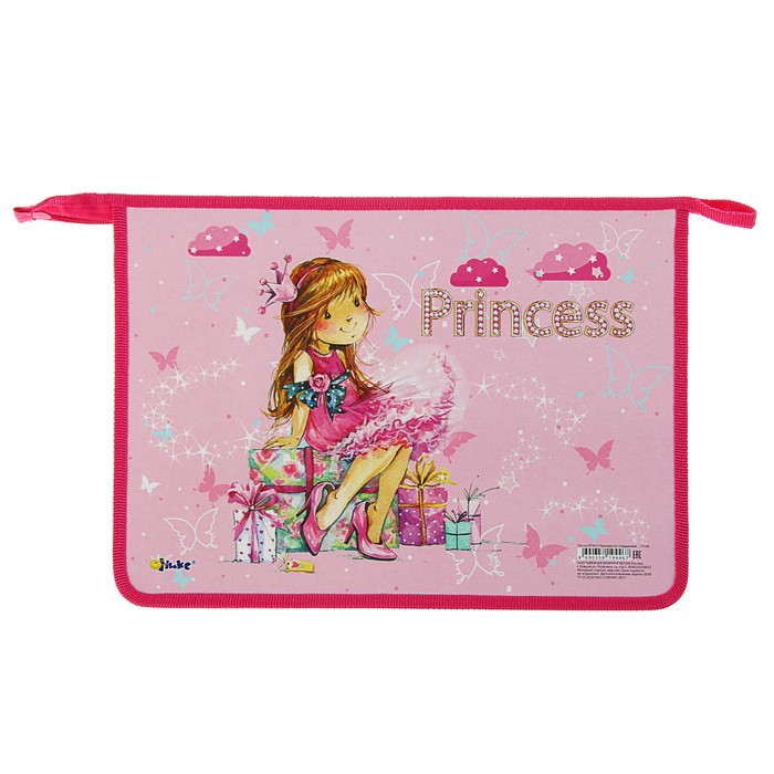 Папка д/тетрадей А4 молния сверху лам.кар. ПТ- 815 дев, "Принцесса с подарками" 57248