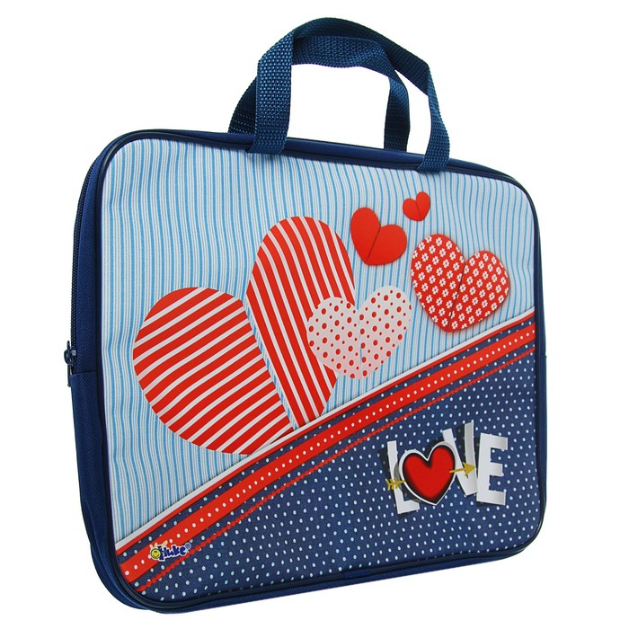 Папка с ручками текстиль А4 45мм 350*265 ПМД 2-20 дев "Сердечки микс" (ручка-тесьма) 53703