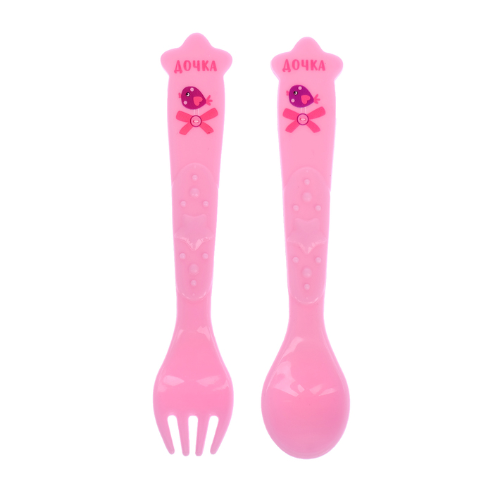 Набор детской посуды «Доченька», 3 предмета: тарелка на присоске 250 мл, ложка, вилка, от 5 мес.