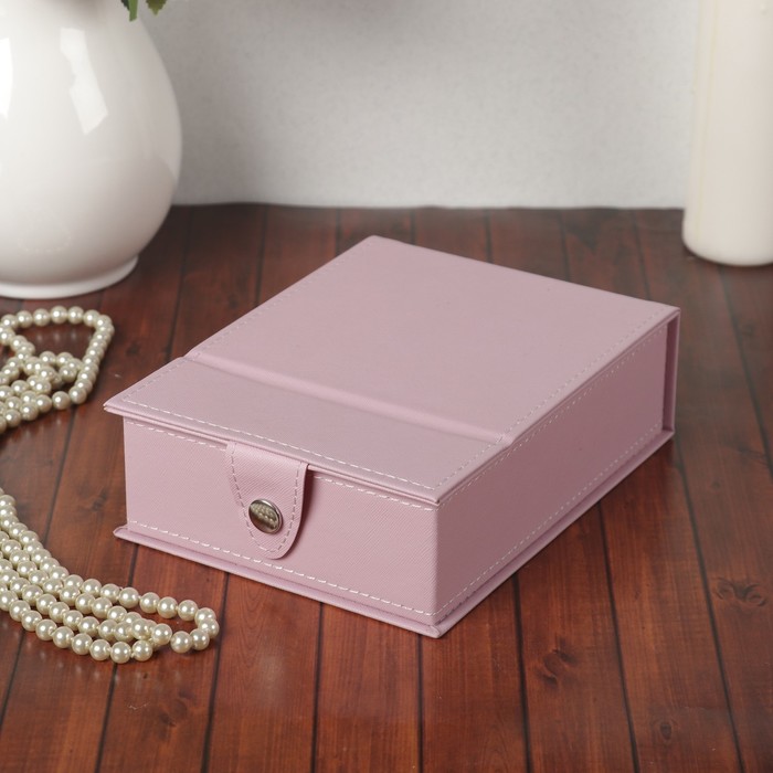 Шкатулка кожзам для украшений "Нежно-розовая" LED белый свет usb в компл. 6,5х21х15,5 см