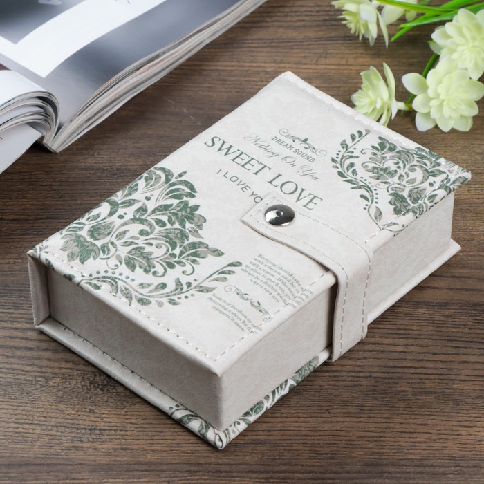 Шкатулка кожзам для украшений "Узоры. Любовь" 4,5х15,5х10,5 см