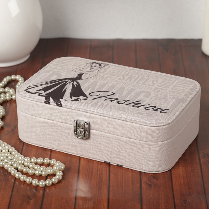 Шкатулка кожзам под часы 1 отделение и бижутерию "Модель" 7х22,5х14,5 см