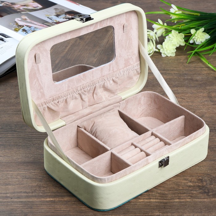 Шкатулка кожзам под часы 1 отделение и бижутерию "Влюблённые мишки" 7х22,5х14,5 см