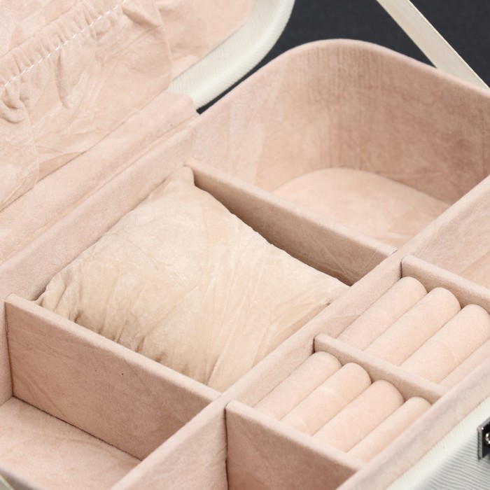 Шкатулка кожзам под часы 1 отделение и бижутерию "Белый мишка с шариком" 7х22,5х14,5 см