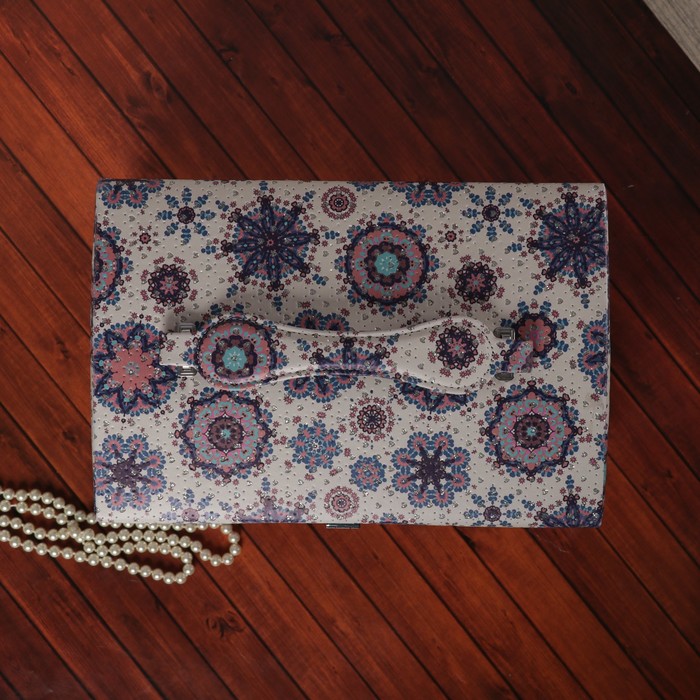 Шкатулка кожзам для украшений "Восточный узор" белая 19х30х20,5 см