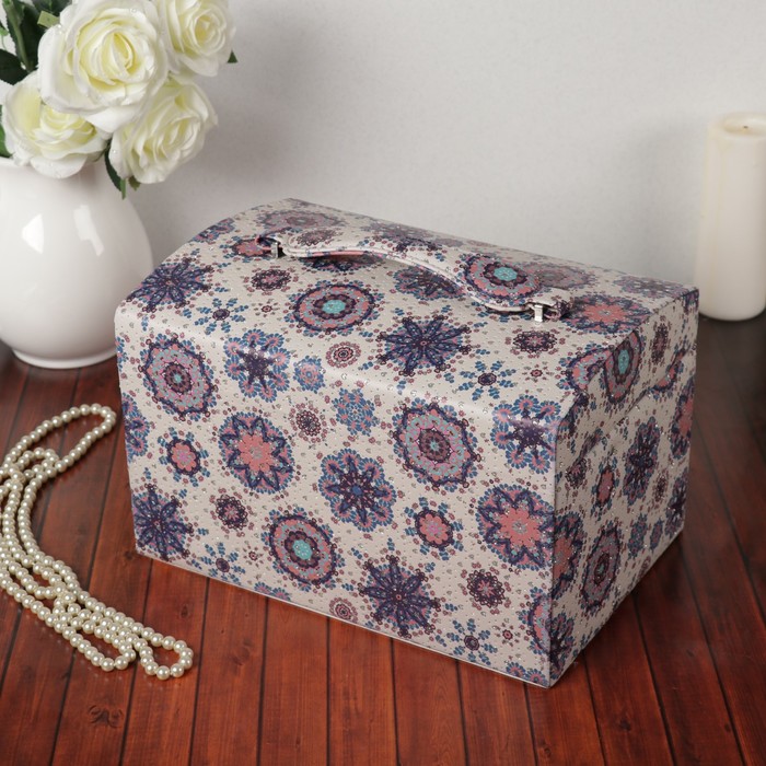 Шкатулка кожзам для украшений "Восточный узор" белая 19х30х20,5 см